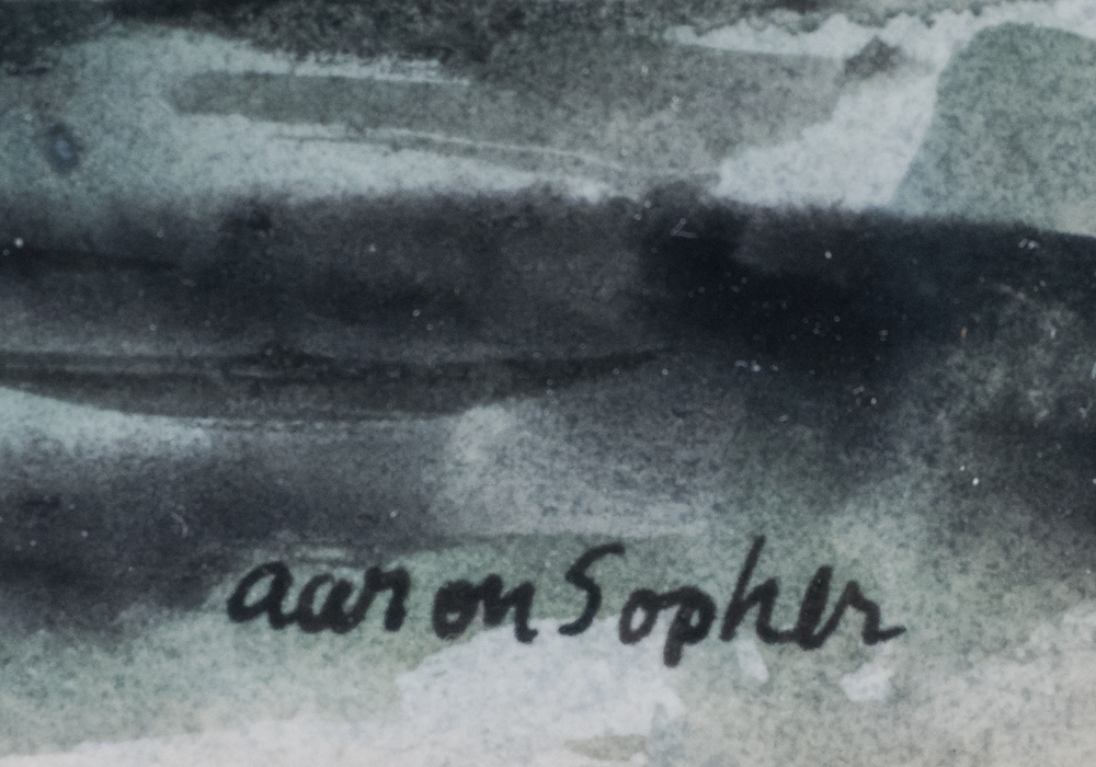 Signed Aaron Sopher Pen and Ink with Watercolor Painting