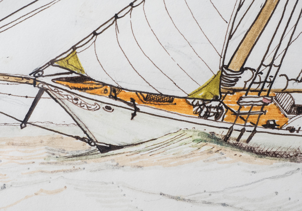 Coulter Watt Vintage Ink Drawing