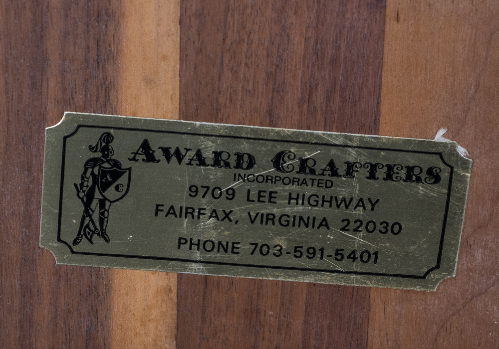 Ed Arno Pen Sketch on Plaque behind Raised Glass