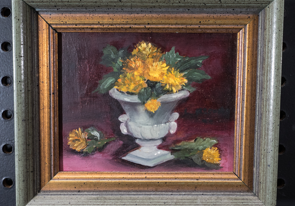 Pair of Signed Floral Still Life Oil Paintings on Copper