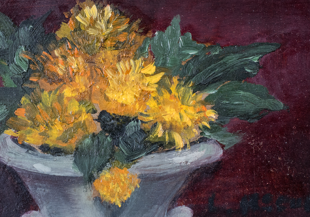 Pair of Signed Floral Still Life Oil Paintings on Copper