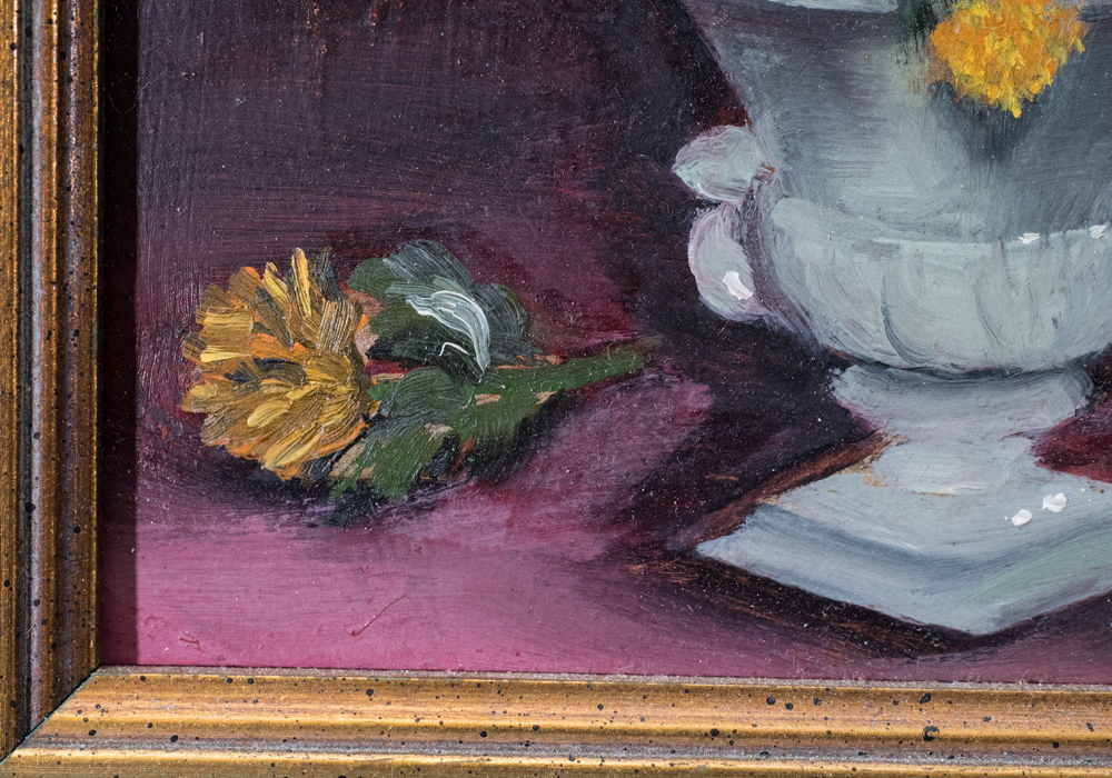 Pair of Signed Floral Still Life Oil Paintings on Copper