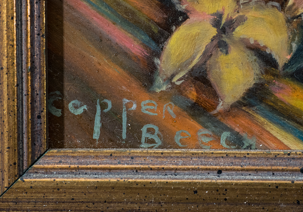 Pair of Signed Floral Still Life Oil Paintings on Copper