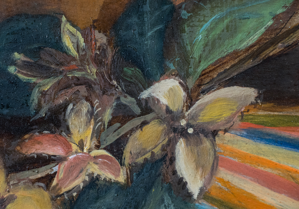 Pair of Signed Floral Still Life Oil Paintings on Copper