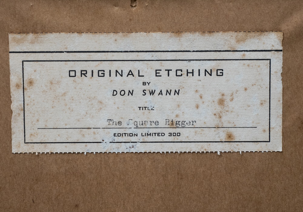 Limited Edition Signed Don Swann "The Square Rigger" Etching