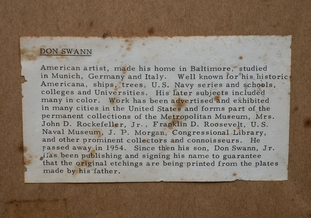 Limited Edition Signed Don Swann "The Square Rigger" Etching