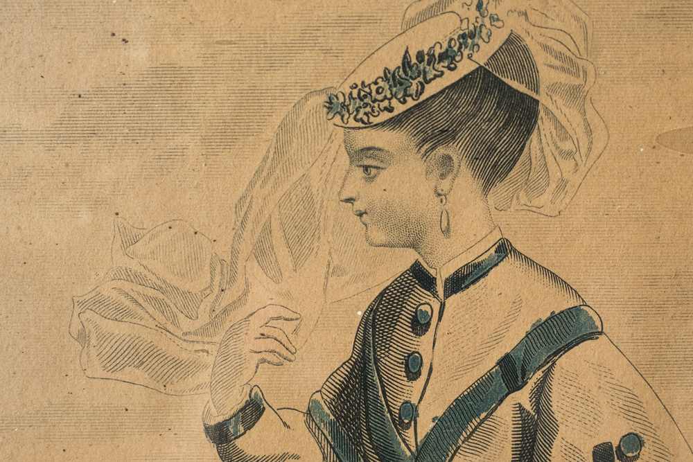 Antique "Les Modes Parisiennes" Tinted Engraving