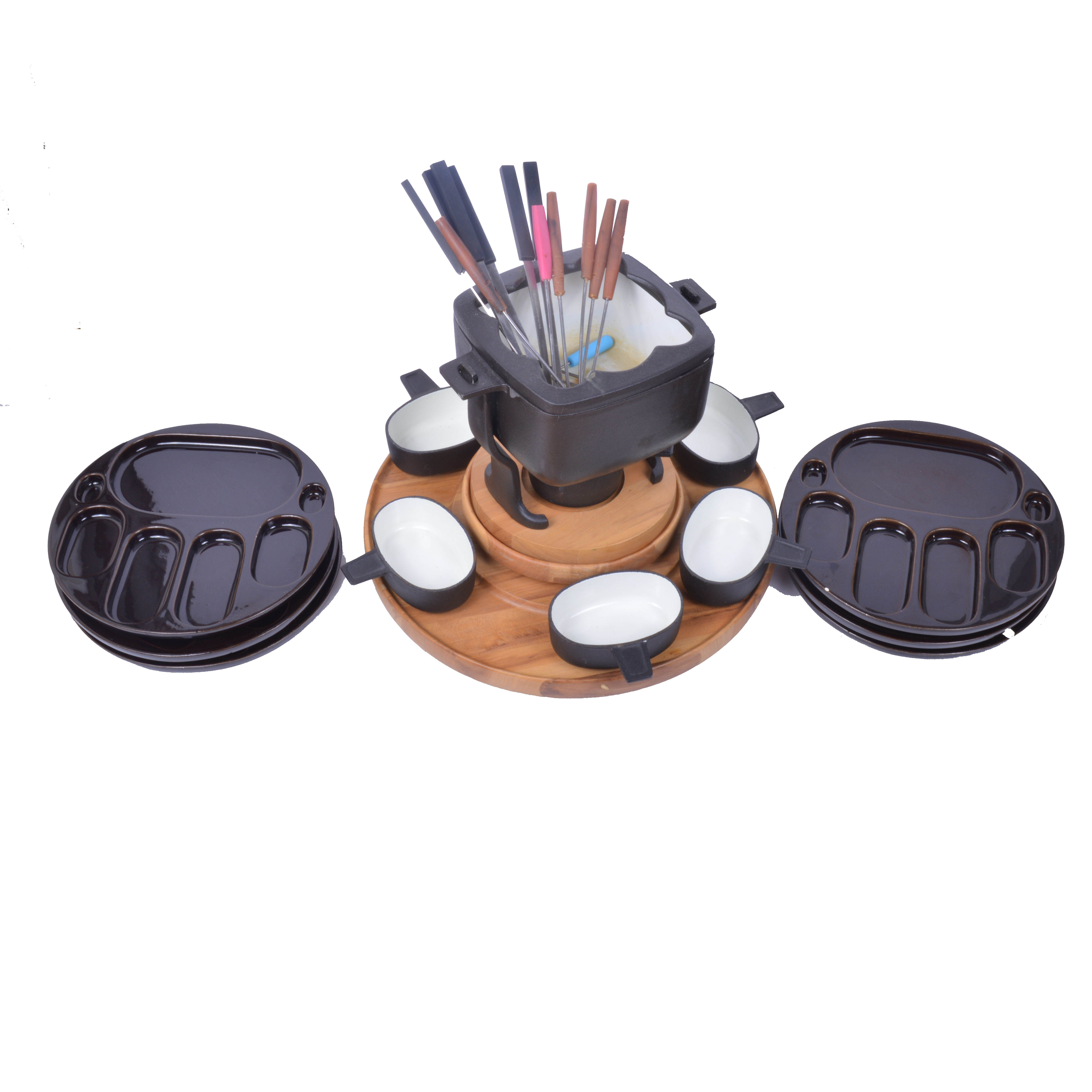 Cast Iron Fondue Set with Plates