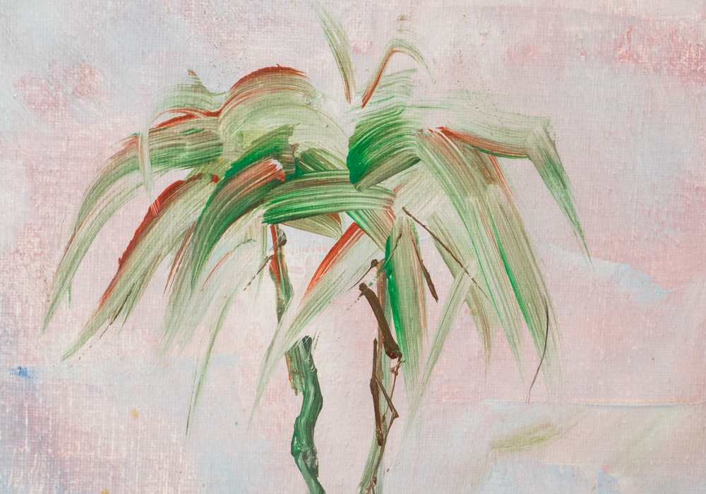 Oil Painting on Canvas of City along Water