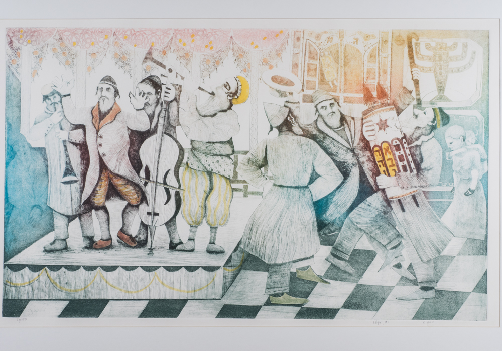 Amram Ebgi "Simchat Torah" A La Poupee Etching
