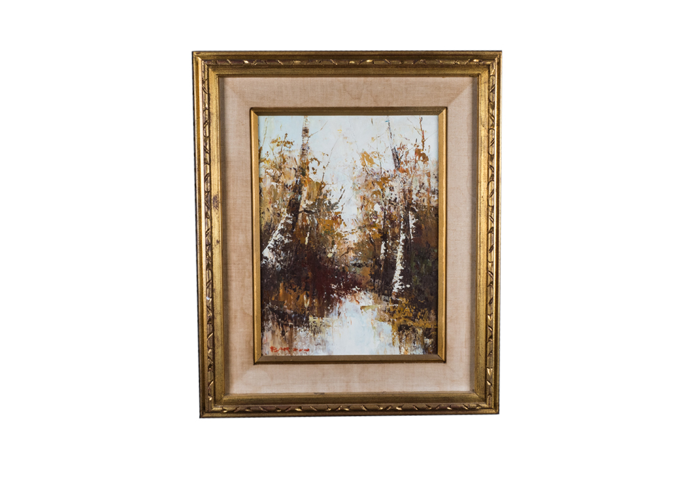 Signed Oil on Canvas Titled "Mountain Pool"