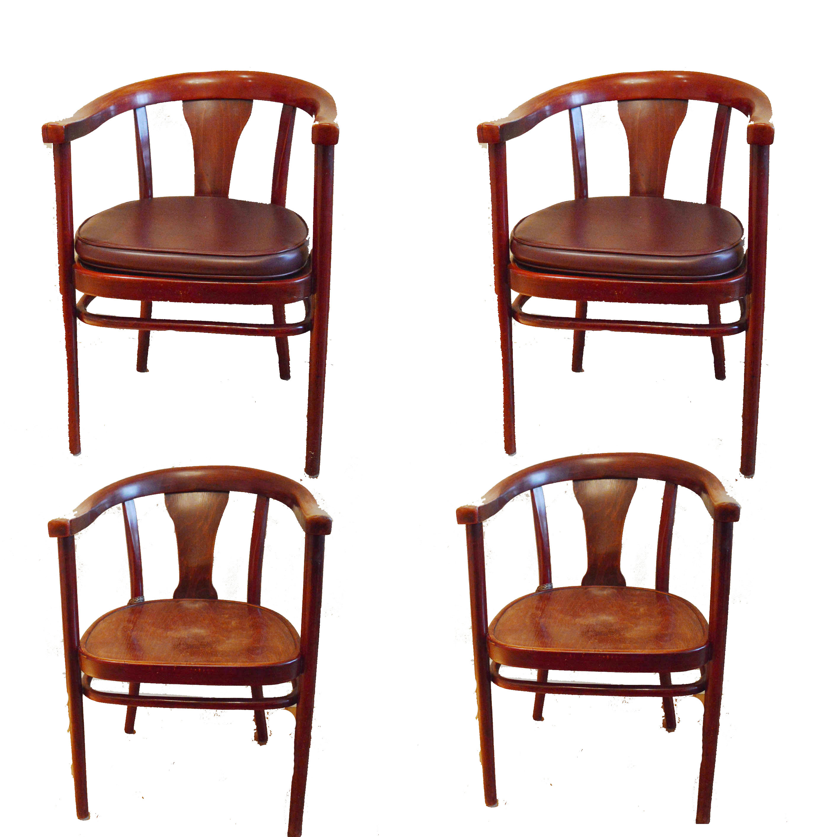 Set of Four Wood Dining Chairs by Thonet