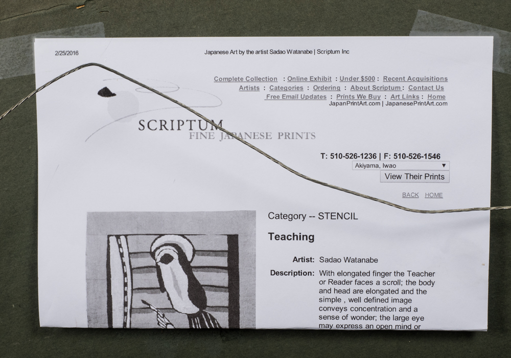 Signed Limited Edition Sadao Watanabe "Teaching" Stencil Print
