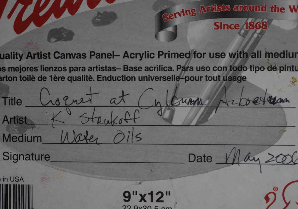 Signed Oil Painting "Croquet at Cylburn Arboretum"