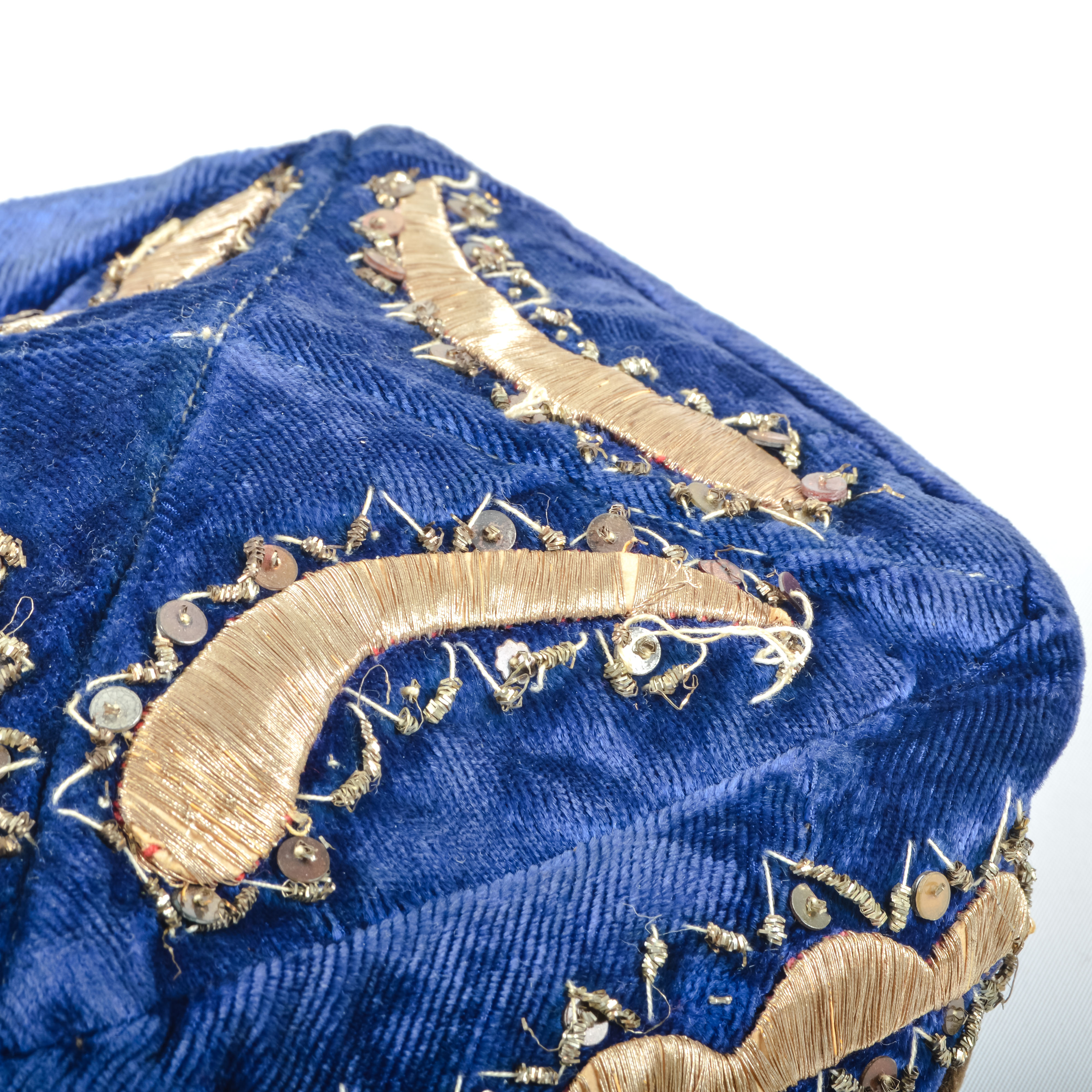 Blue Sari with Fez