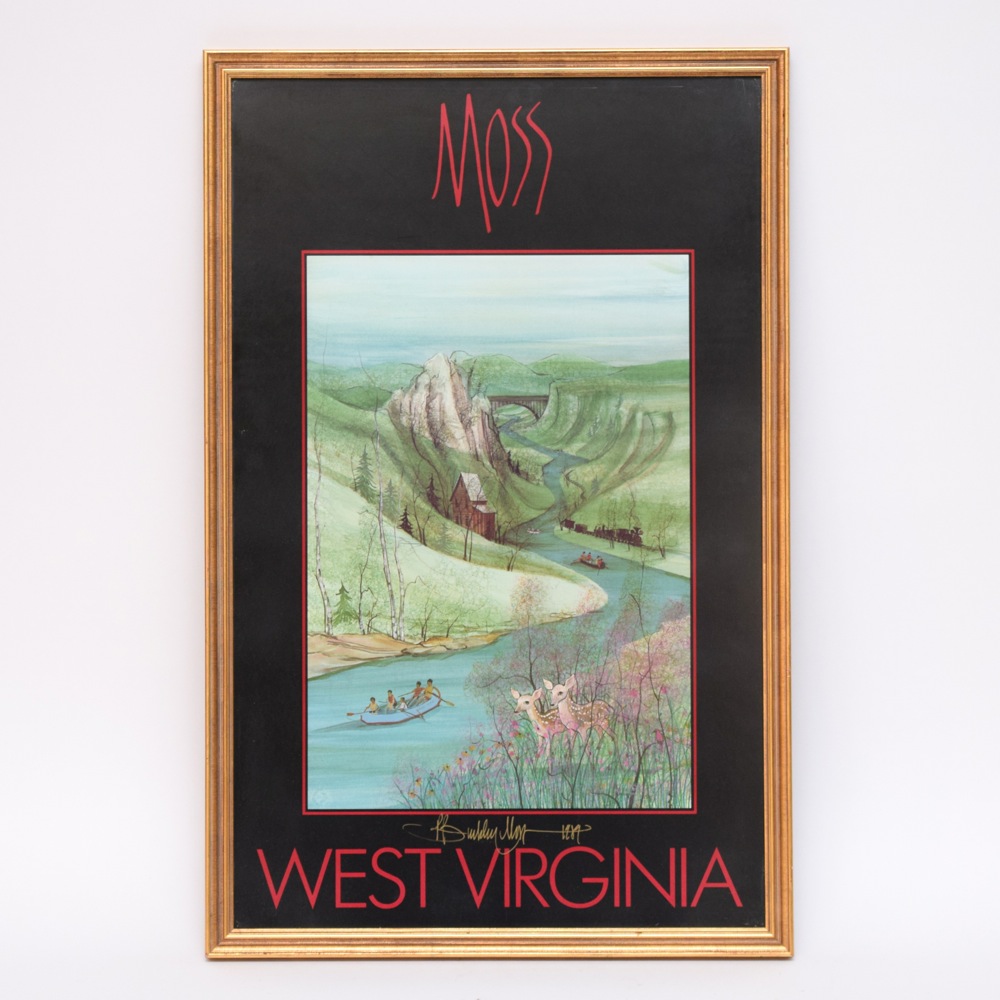 Signed 1989 P. Buckley Moss Offset Lithograph in Frame