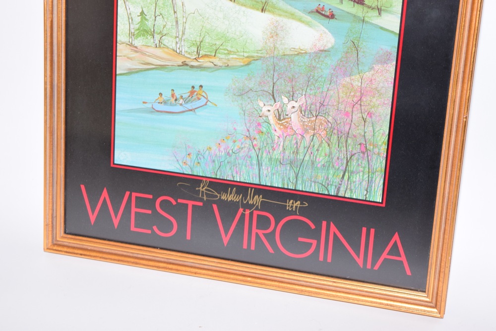 Signed 1989 P. Buckley Moss Offset Lithograph in Frame