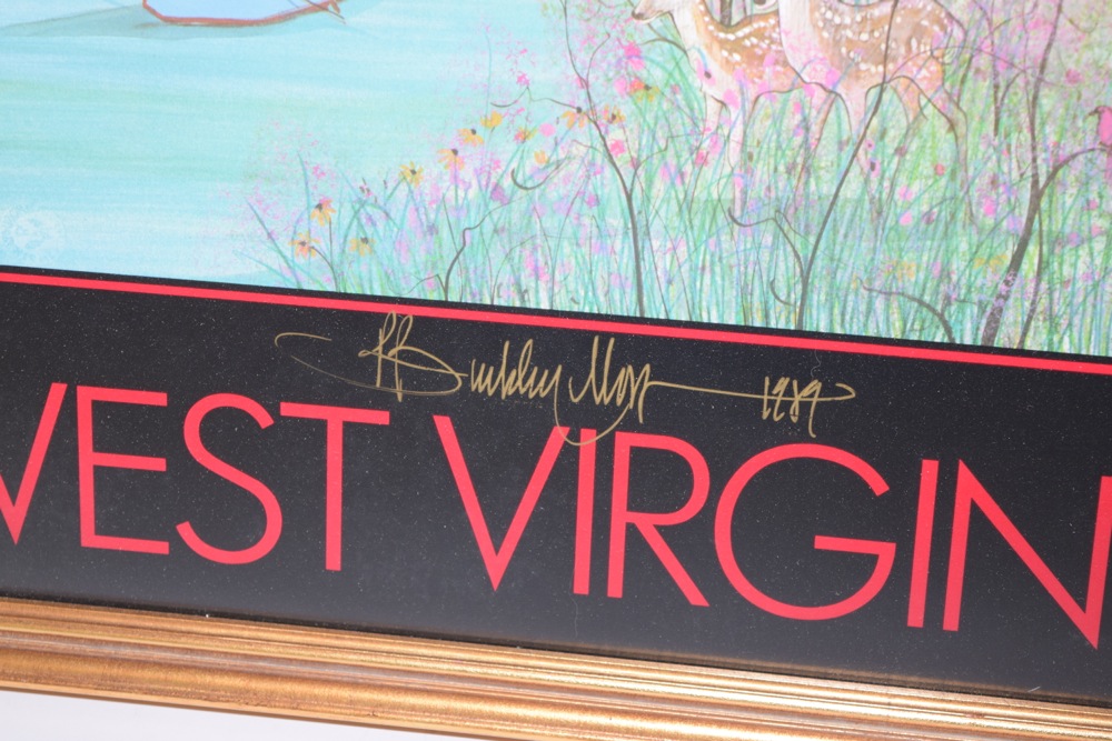 Signed 1989 P. Buckley Moss Offset Lithograph in Frame