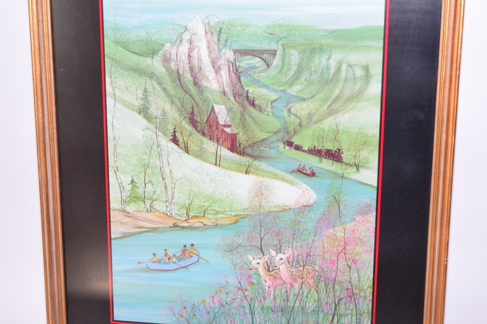 Signed 1989 P. Buckley Moss Offset Lithograph in Frame