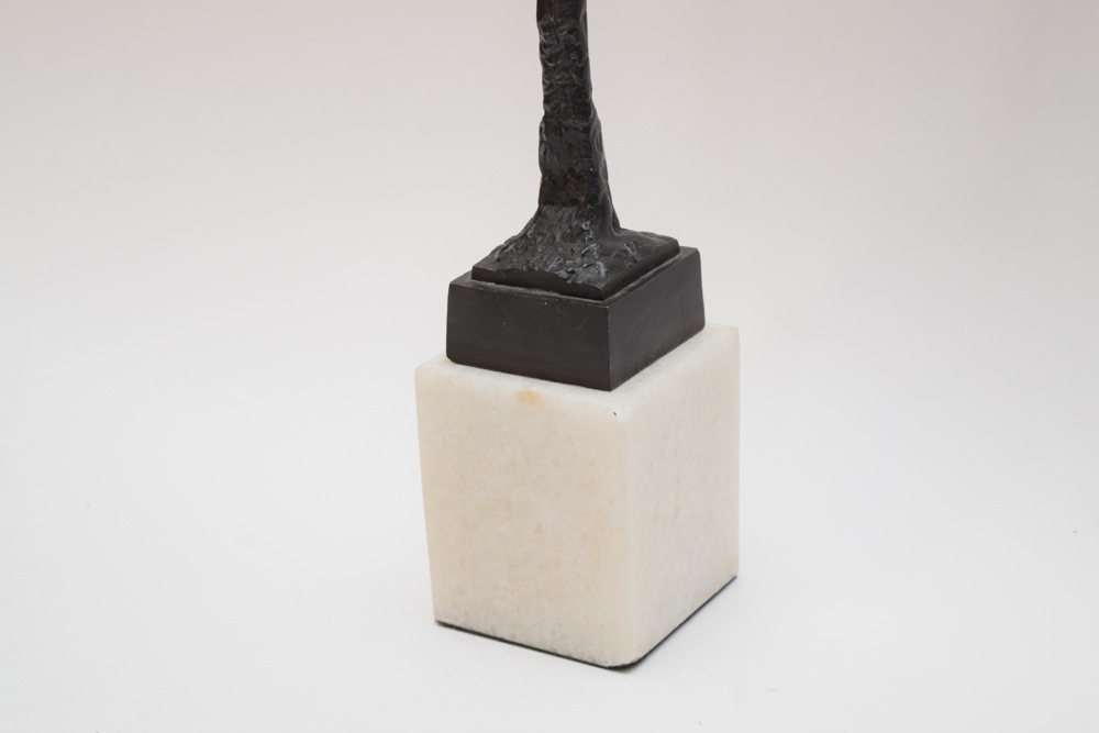 Brutalist Bronze Female Sculpture on Marble Base