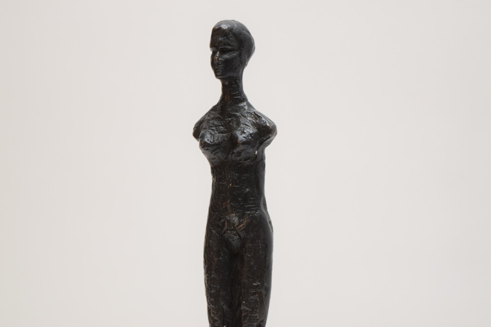 Brutalist Bronze Female Sculpture on Marble Base