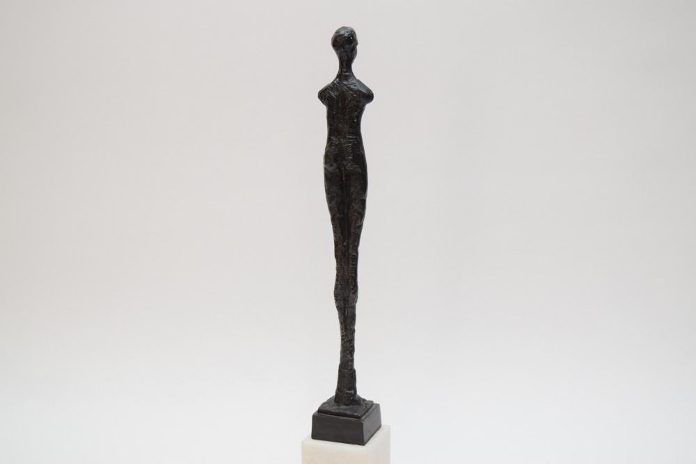 Brutalist Bronze Female Sculpture on Marble Base