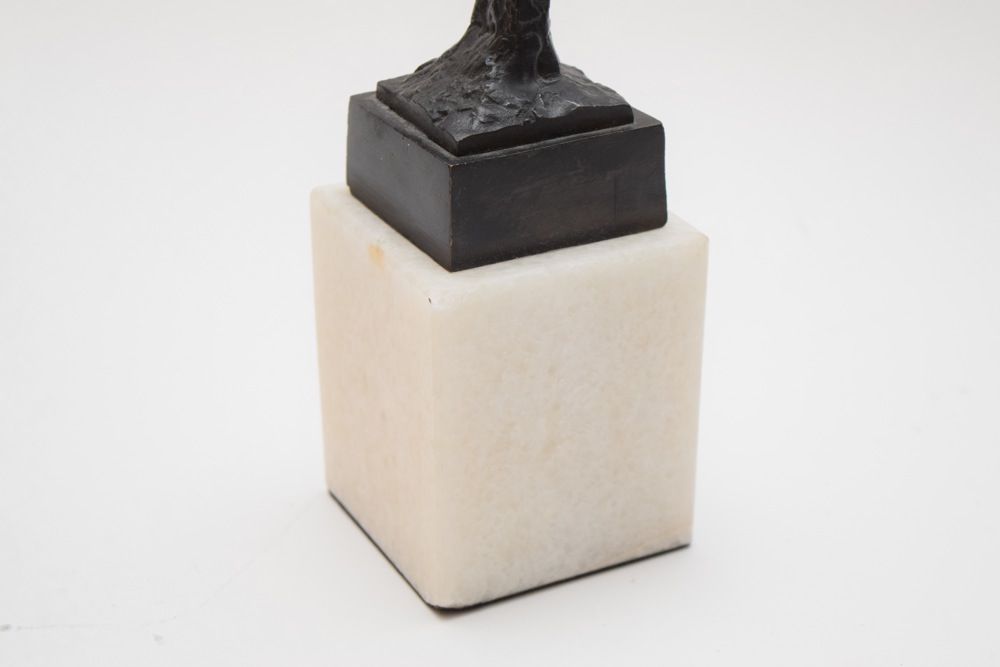 Brutalist Bronze Female Sculpture on Marble Base