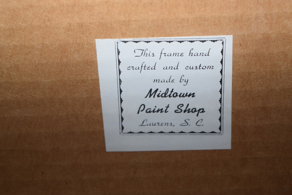 Framed Orange Poppy Themed Crewel Embroidery on Linen