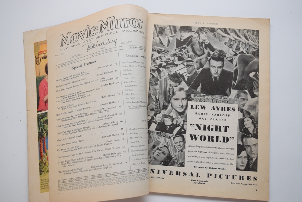 Pair of 1930s Movie Mirror Magazines