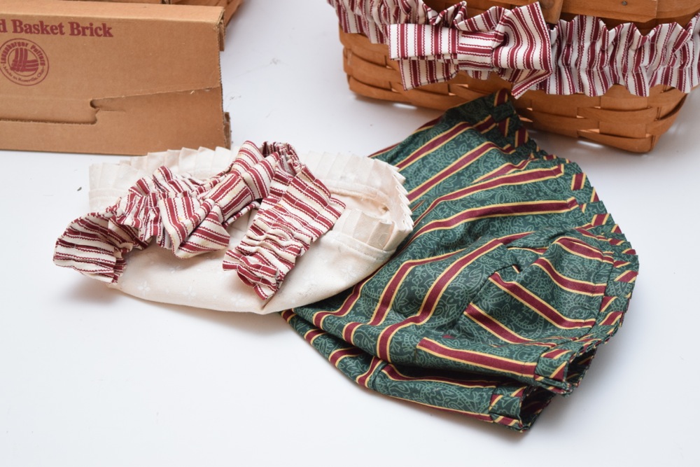 Two Large Longaberger Baskets, Two Bread Basket Sticks, Liners and Dressings
