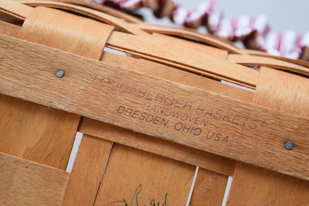 Two Large Longaberger Baskets, Two Bread Basket Sticks, Liners and Dressings