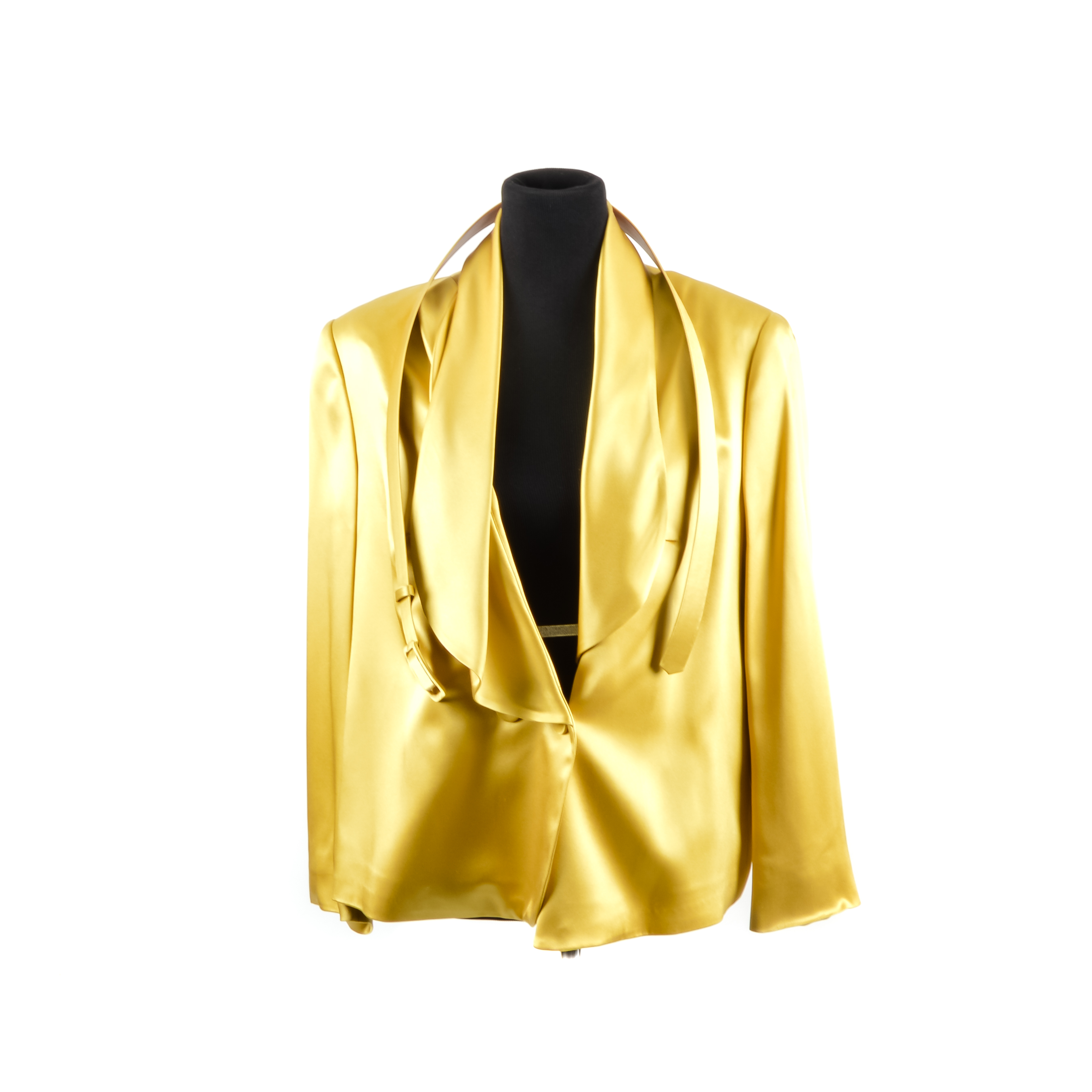 Escada Yellow Silk Belted Blazer
