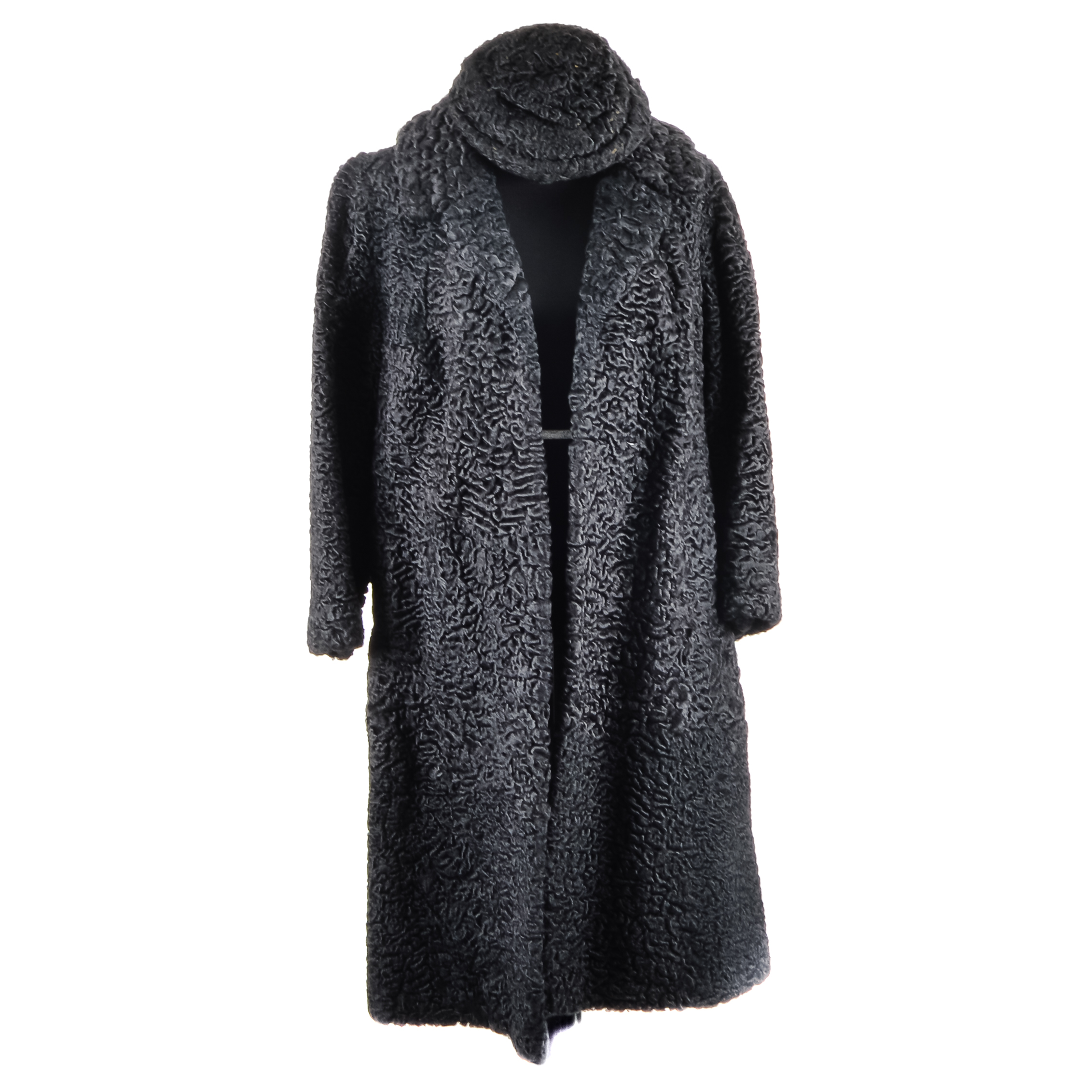 Vintage Lamb Fur Coat with Matching Hat