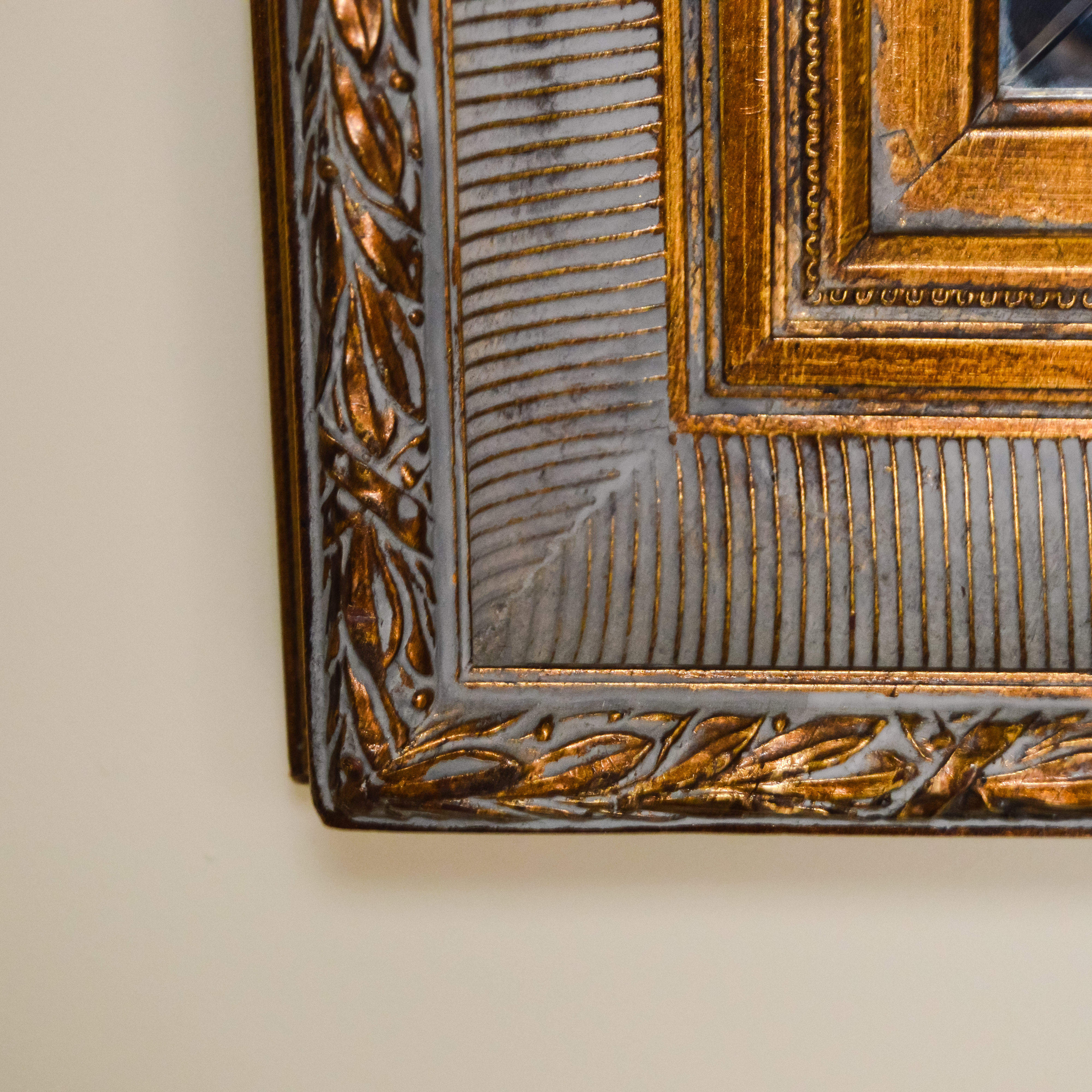 Hanging Mirror in Gold-Tone Antiqued Frame