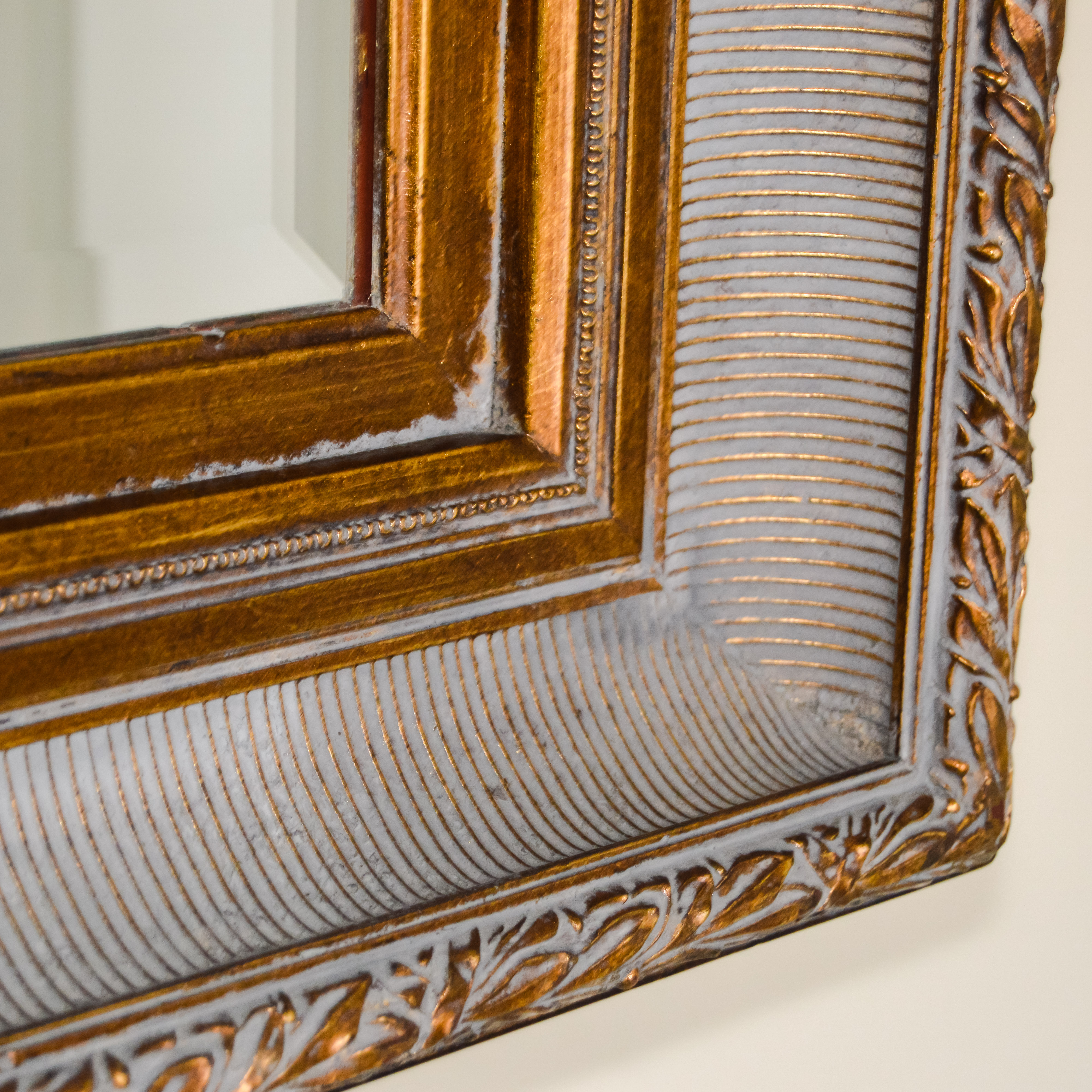 Hanging Mirror in Gold-Tone Antiqued Frame