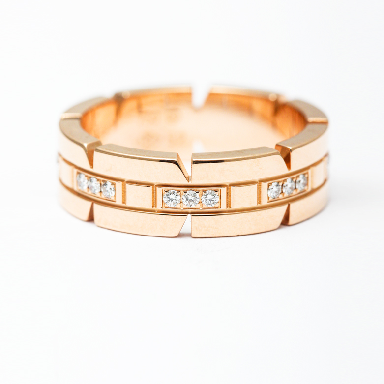 Cartier Tank Francaise 18K Rose Gold Diamond Engagement Ring