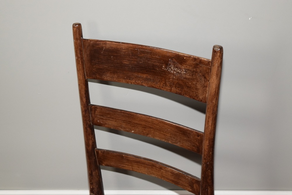 Antique Ladder Back Varnished Oak Splint Seat Chair