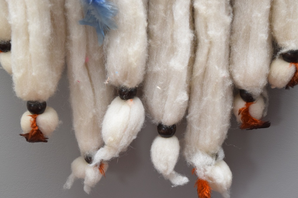 Wool, Rabbit Fur, Leather and Feather Mandala Dream Catcher