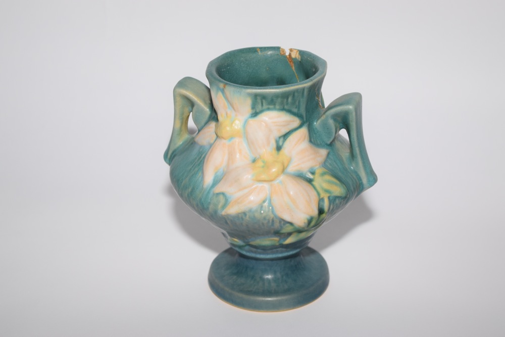 Vintage Roseville Trophy Style Clematis Vase