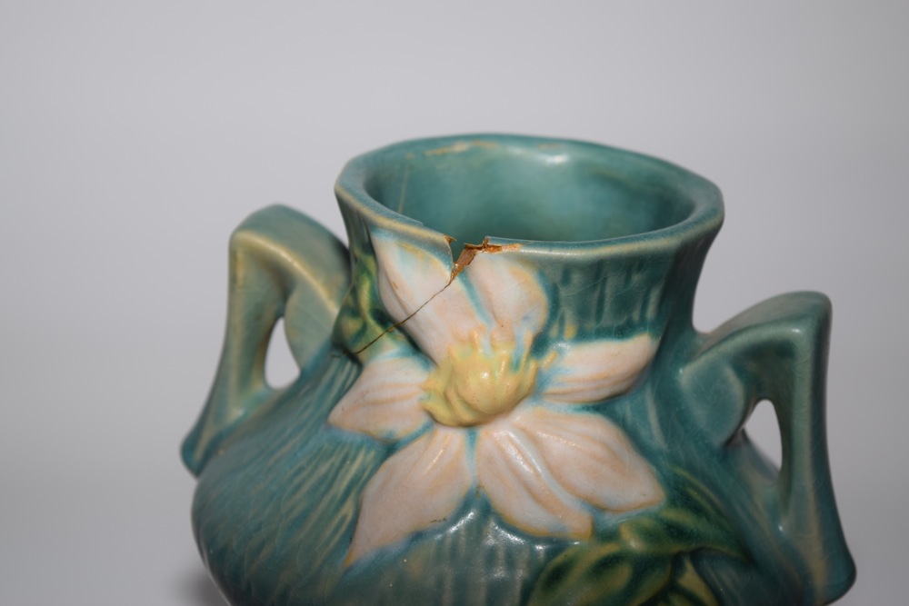 Vintage Roseville Trophy Style Clematis Vase