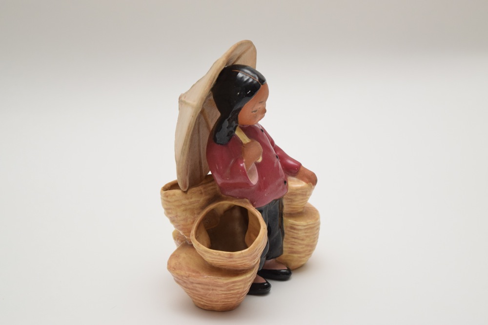 1946 McCarty Brothers Asian Lady with Baskets Ceramic Planter