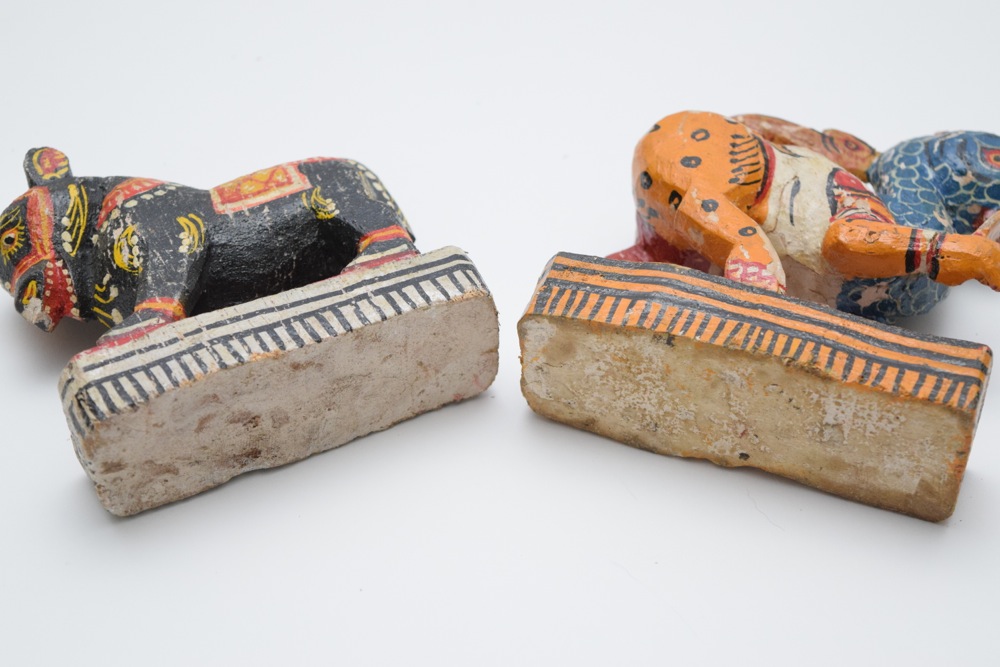 Vintage Handmade Papier Mache Navagunjara and Horse Figurine