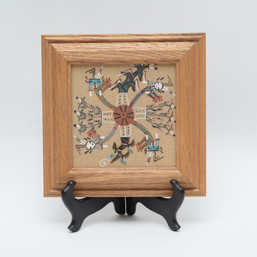 Signed Navajo "Whirling Logs" Sand Painting