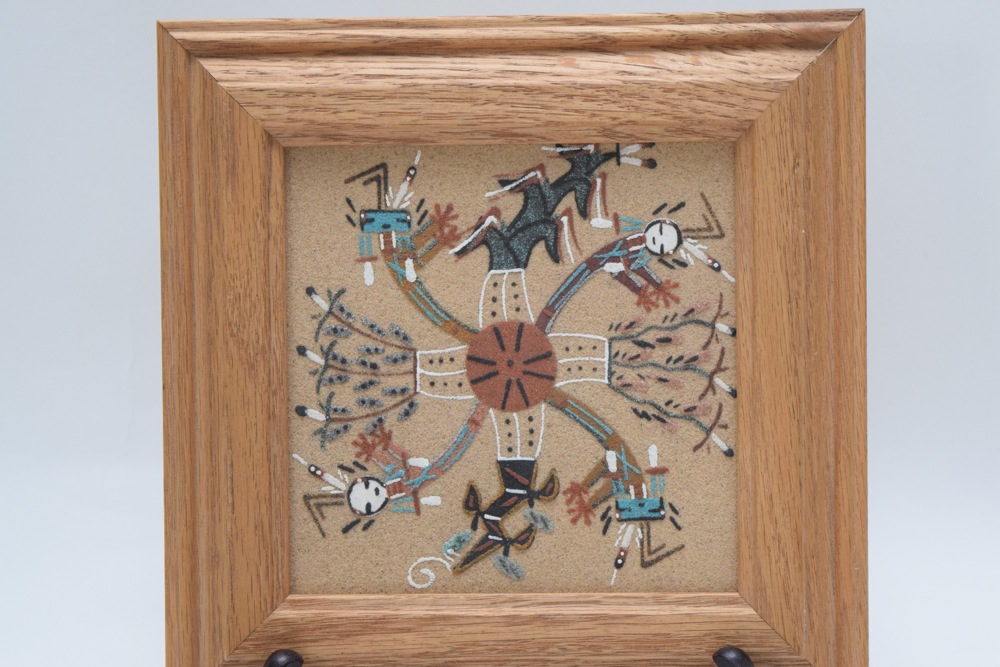 Signed Navajo "Whirling Logs" Sand Painting