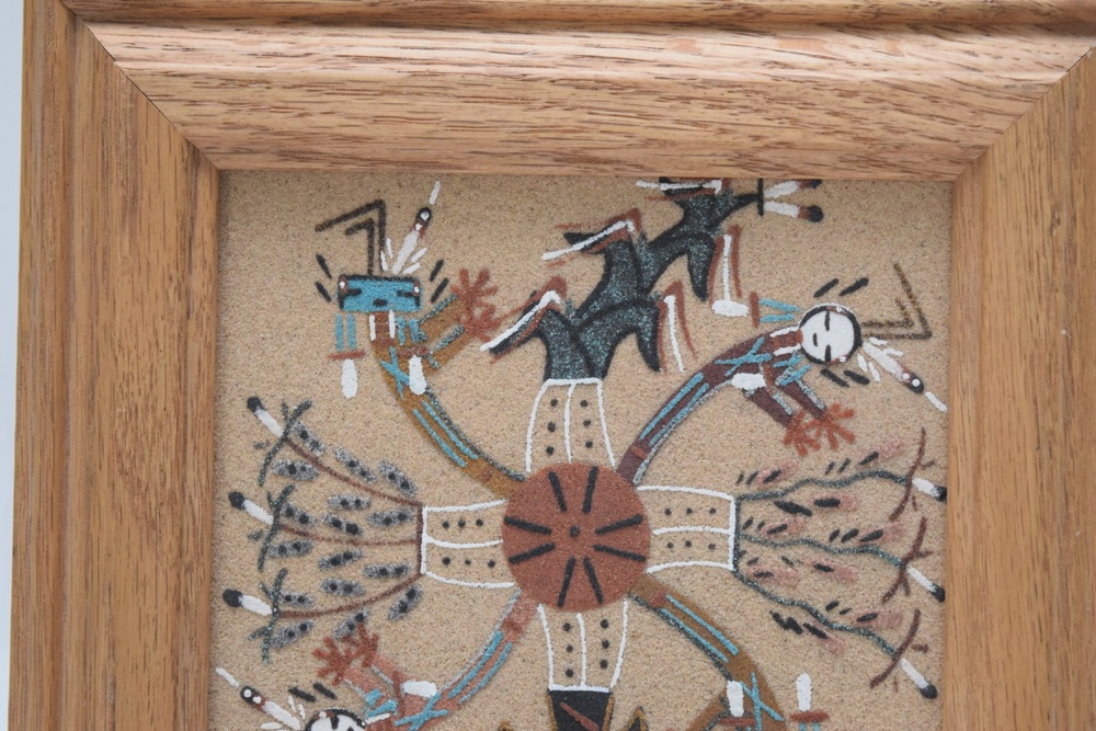 Signed Navajo "Whirling Logs" Sand Painting