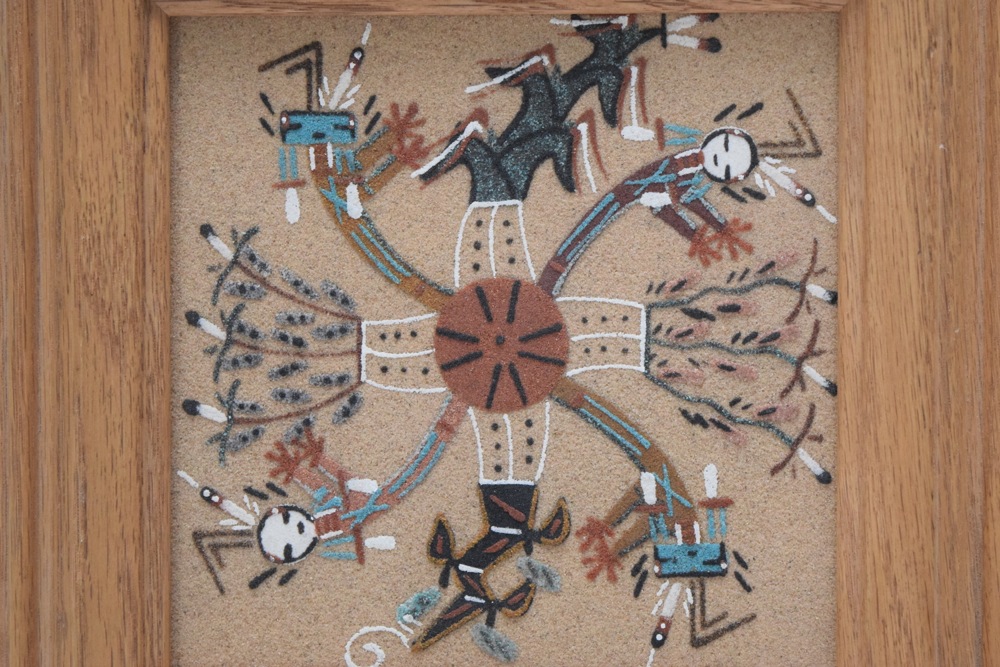 Signed Navajo "Whirling Logs" Sand Painting