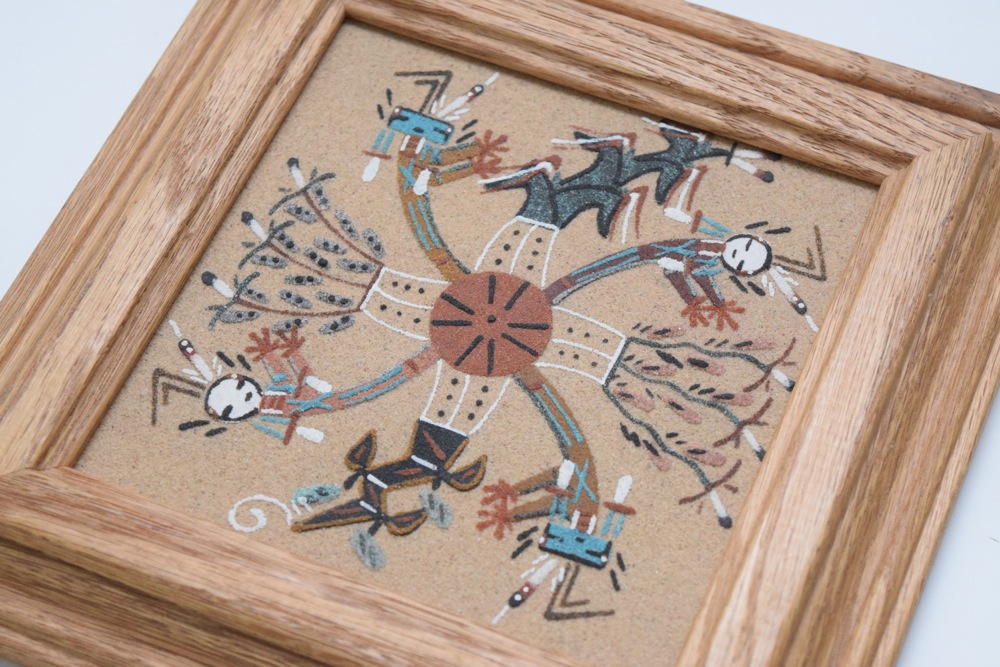 Signed Navajo "Whirling Logs" Sand Painting