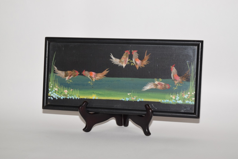 Vintage Cockfighting Artwork in Frame