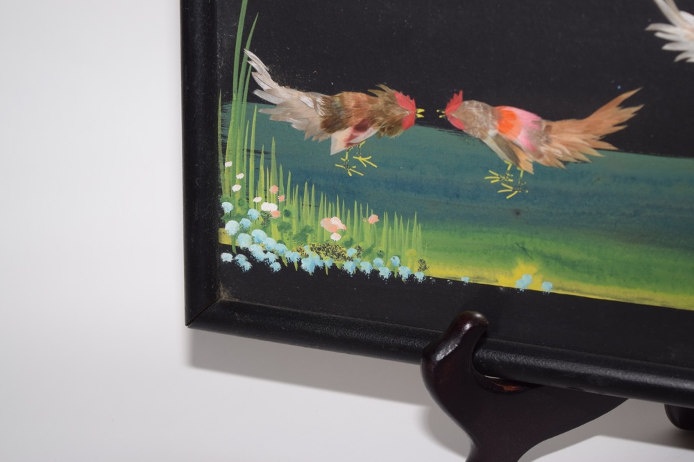 Vintage Cockfighting Artwork in Frame