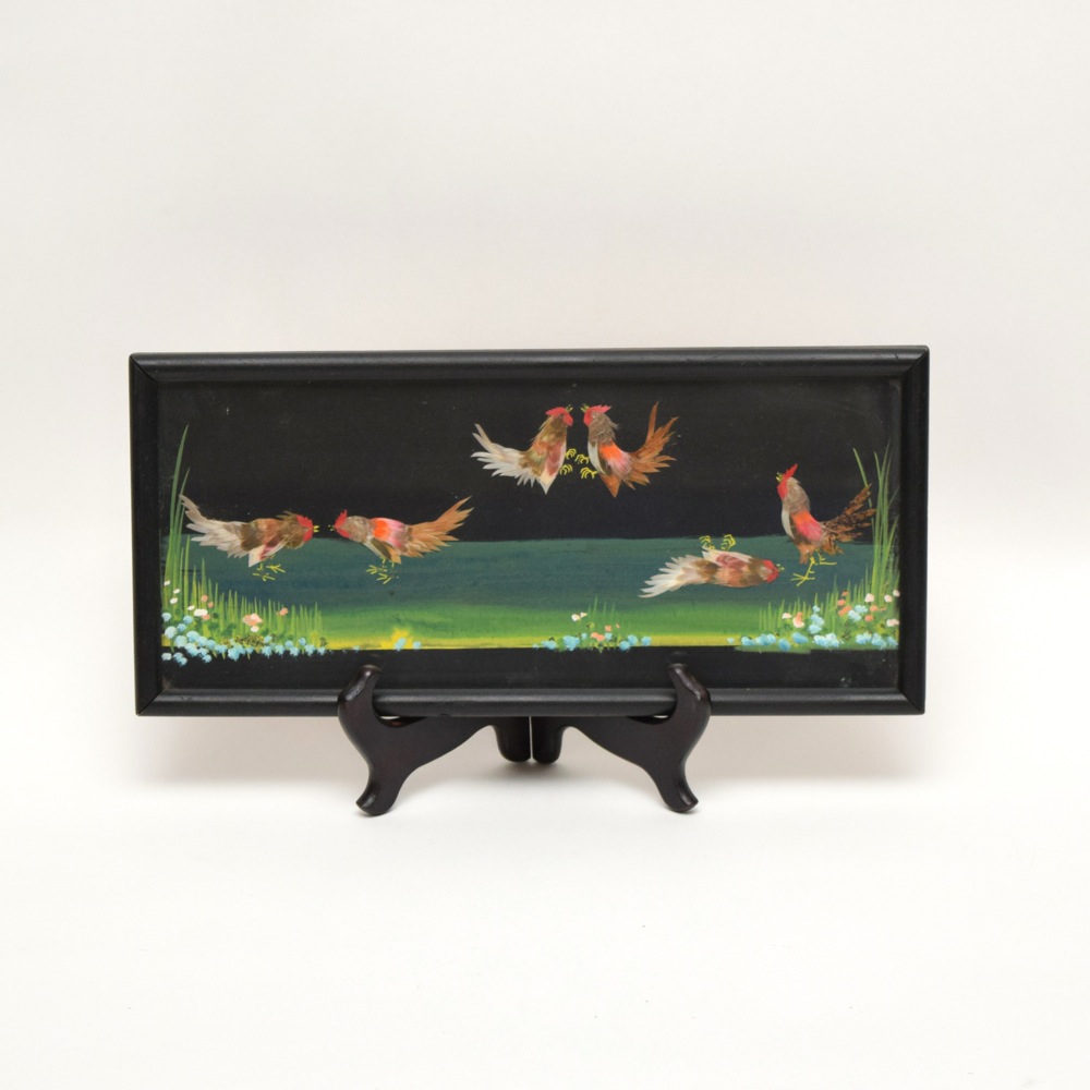 Vintage Cockfighting Artwork in Frame
